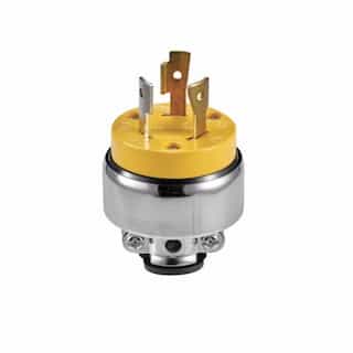 20 Amp Locking Plug, NEMA L5-20, 125V, Yellow