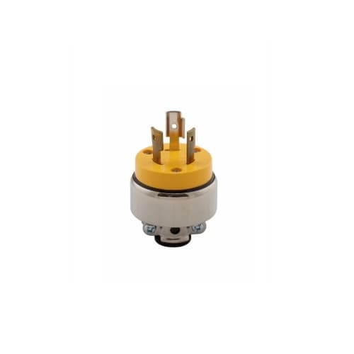 20 Amp Locking Plug, NEMA L10-20, 125V-250V, Yellow