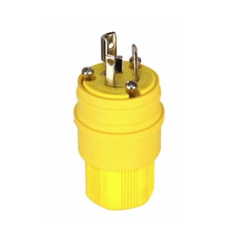 15A Locking Plug, Watertight, NEMA L7-15, 2-Pole, 3-Wire, Yellow