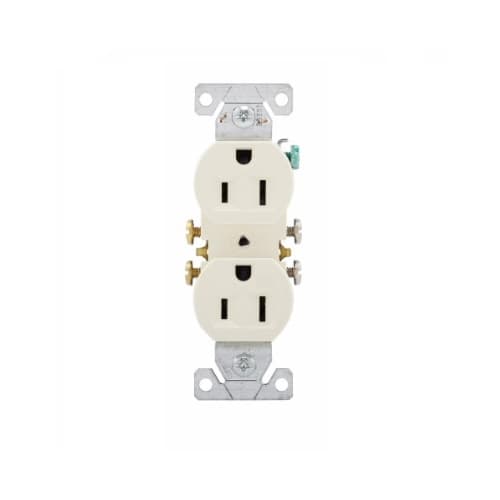 Eaton Wiring 15 Amp Duplex Receptacle, Auto-Grounding, 2-Pole, 3-Wire, #14-10 AWG, 125V, Almond