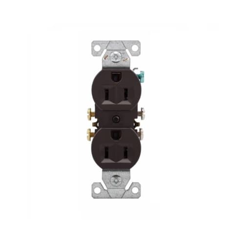 15 Amp Duplex Receptacle, Auto-Grounding, 2-Pole, 3-Wire, #14-10 AWG, 125V, Brown