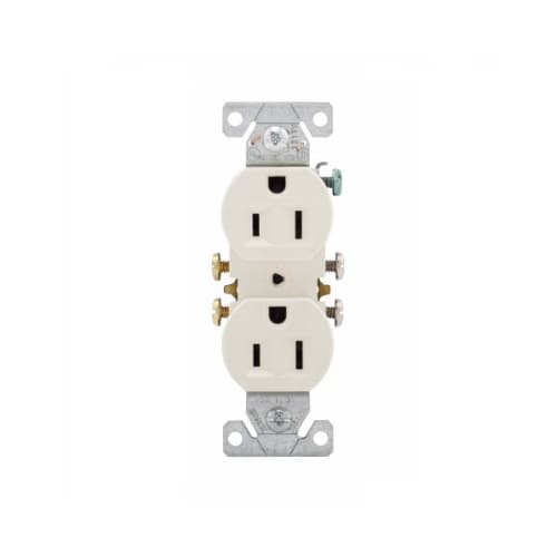 15 Amp Duplex Receptacle, Auto-Grounding, 2-Pole, 3-Wire, #14-10 AWG, 125V, Light Almond