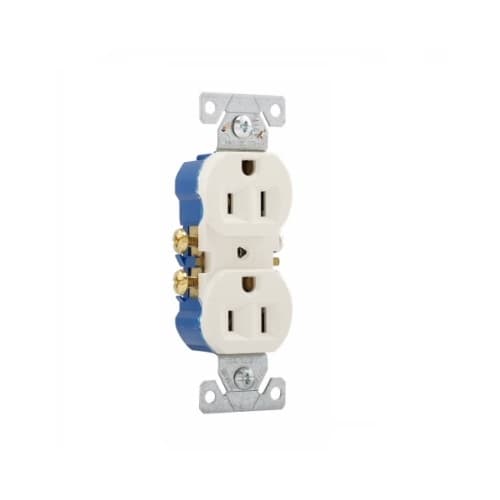 Eaton Wiring 15 Amp Duplex Receptacle, Auto-Grounding, 2-Pole, 3-Wire, #14-10 AWG, 125V, Ivory