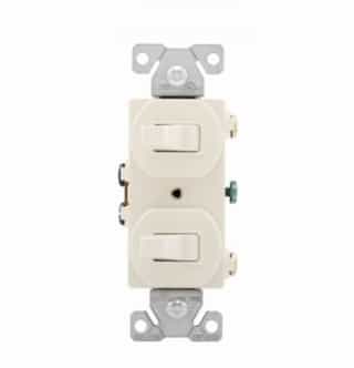 15 Amp Toggle Switches, Combination, Light Almond