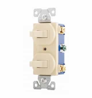 15 Amp Toggle Switches, Combination, Ivory