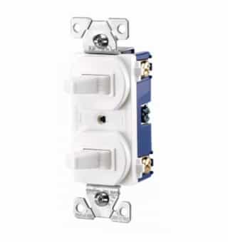 15 Amp Toggle Switches, Combination, White
