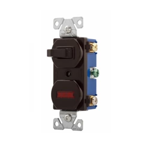 Eaton Wiring 15 Amp Pilot Light Switch, Combination, Brown