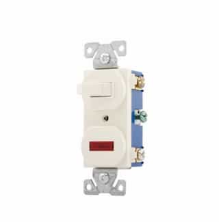 Eaton Wiring 15 Amp Toggle Switch w/ Pilot Light, Single-Pole, #14 - #12 AWG, 120V, Light Almond