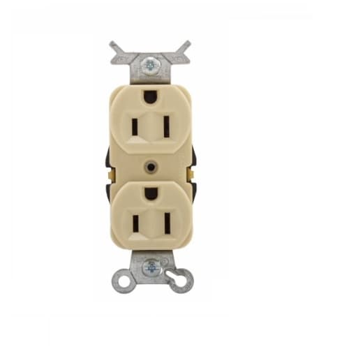 15 Amp NEMA 5-15R 125V Duplex Receptacle Outlet, Push Wire Only, Ivory
