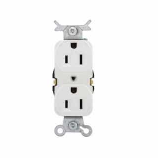 15 Amp NEMA 5-15R 125V Duplex Receptacle Outlet, Push Wire Only, White