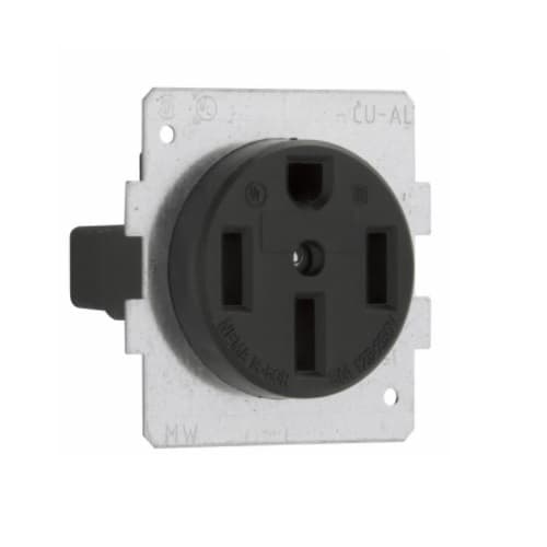 Eaton Wiring 50A Power Device Receptacle w/ Short Strap, 3-Pole, 4-Wire, #12-4, BLK
