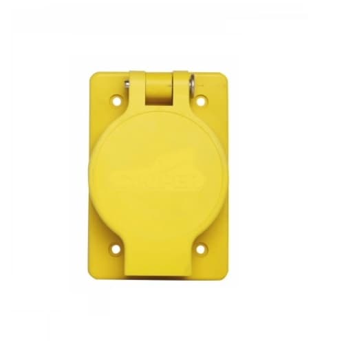 30 Amp Non-NEMA 125V/250V Hart-Lock Watertight Locking Receptacle, Yellow