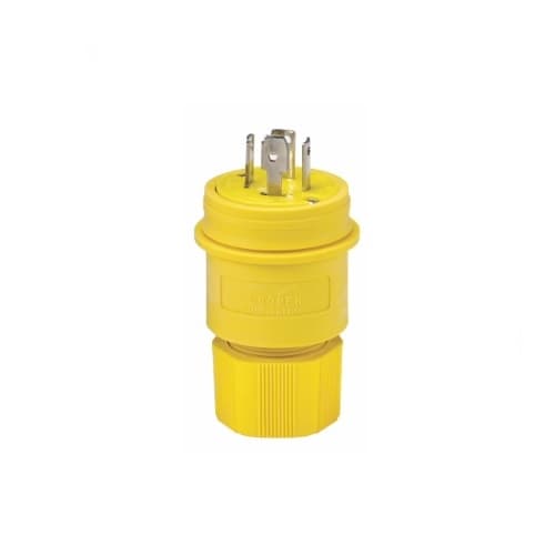 Eaton Wiring 30 Amp Watertight Locking Plug, Non-Grounding, 4-Pole, 4-Wire, 208V, #18-10 AWG, Black