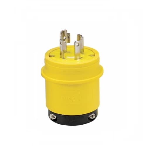 30 Amp Locking Connector, Watertight, 4-Pole, Yellow/Black