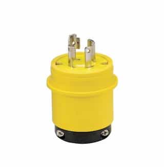 30 Amp Locking Plug, Watertight, 4-Pole, Yellow/Black