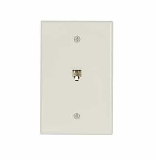 4-Conductor Phone Wall Jack, RJ14, Mid-Size, Almond