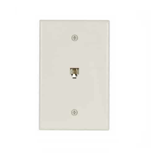 4-Conductor Phone Wall Jack, Mid-Size, Almond