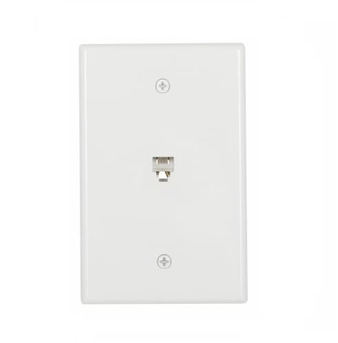 4-Conductor Phone Wall Jack, RJ14, Mid-Size, White