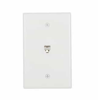 Eaton Wiring 4-Conductor Phone Wall Jack, RJ14, Mid-Size, White
