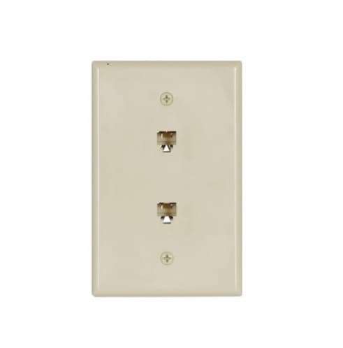 Eaton Wiring Flush Mount Wall Plates w/ Two Phone Jacks, Mid-Size, Ivory