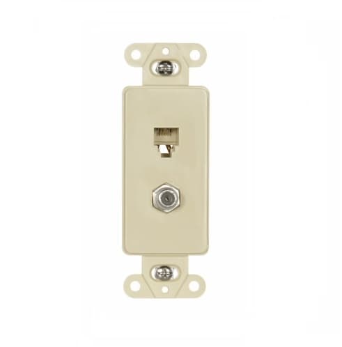 4-Conductor Coax & Phone Jack Adapter Insert, Ivory