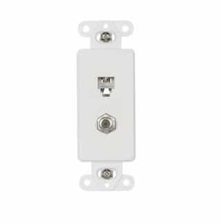 4-Conductor Coax & Phone Jack Adapter Insert, White