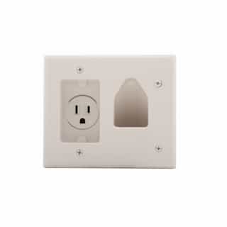 Eaton Wiring 2-Gang Multimedia Wall Plate w/ 15 Amp Recessed Single Receptacle, White