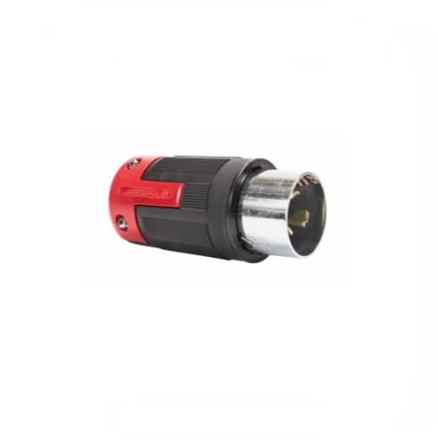 50 Amp Locking Plug, Non-NEMA, 3-Pole, Black/Red