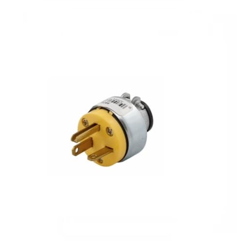 Eaton Wiring 20A Straight Blade Plug, Armored, Commercial Grade, 250V, Yellow