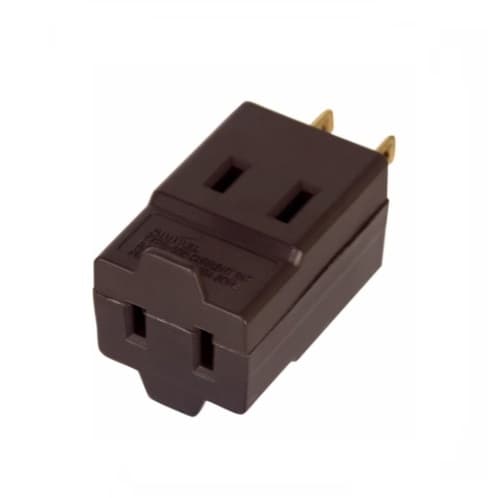 Eaton Wiring 15 Amp Cube Tap, Three Outlet, NEMA 1-15R, Brown