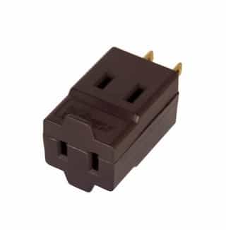 15 Amp Cube Tap, Three Outlet, NEMA 1-15R, Brown