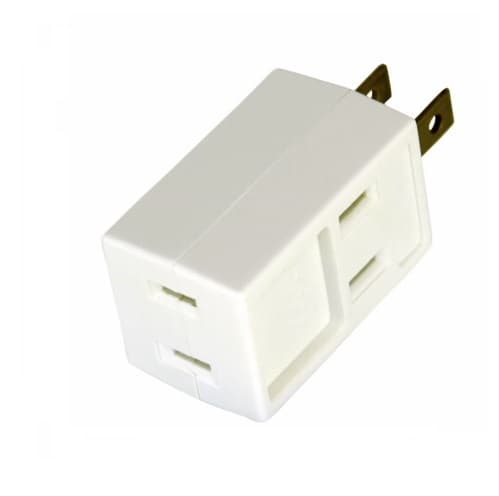 Eaton Wiring 15 Amp Cube Tap, Three Outlet Box, NEMA 1-15R, White
