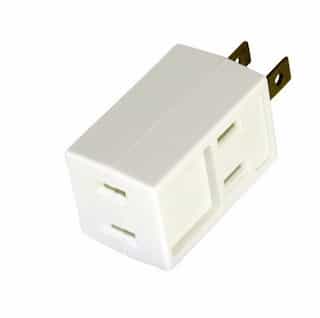 15 Amp Cube Tap, Three Outlet Box, NEMA 1-15R, White