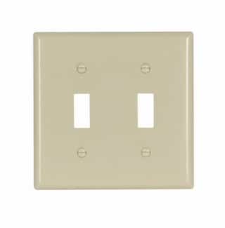 2-Gang Toggle Switch Plate, Standard Size, Thermoset, Ivory