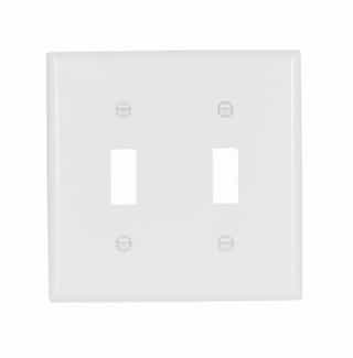 2-Gang Toggle Switch Plate, Standard Size, Thermoset, White