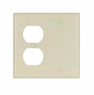Eaton Wiring 2-Gang Combination Wall Plate, Duplex & Blank, Standard, Ivory