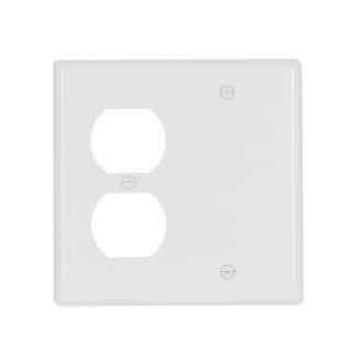 Eaton Wiring 2-Gang Combination Wall Plate, Duplex & Blank, Standard, White