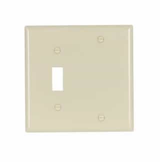 2-Gang Combination Wall Plate, Toggle & Blank, Standard, Ivory