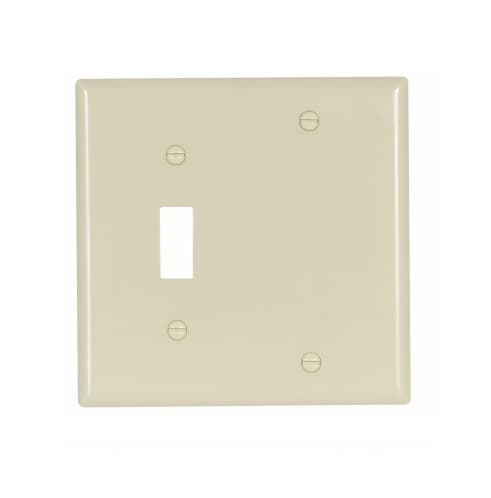 Eaton Wiring 2-Gang Combination Wall Plate, Toggle & Blank, Standard, Ivory
