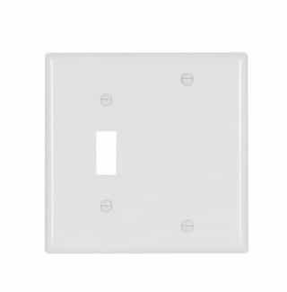 2-Gang Combination Wall Plate, Toggle & Blank, Standard, White