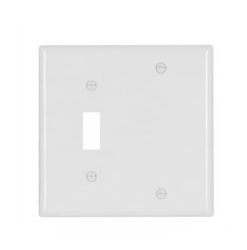 Eaton Wiring 2-Gang Combination Wall Plate, Toggle & Blank, Standard, White
