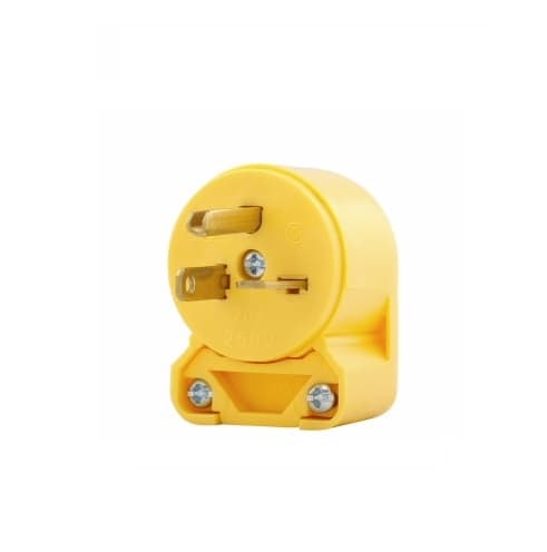 20 Amp Angled Electrical Plug, NEMA 6-20, Yellow