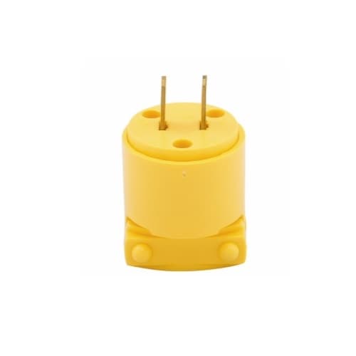Eaton Wiring 15 Amp Straight Blade Plug, 2-Pole, 2-Wire, #18-12 AWG, 125V, Yellow