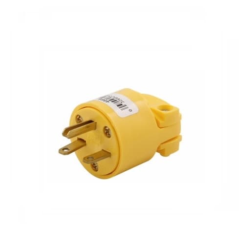 15 Amp Electric Plug, NEMA 6-15P, Vinyl, Yellow