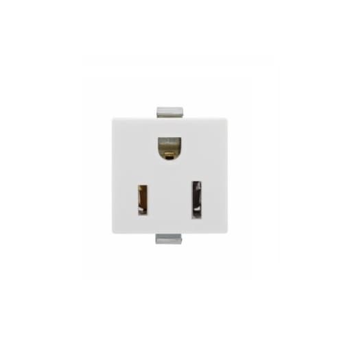 15 Amp Snap-In Plug w/ Steel Clips, 2-Pole, 3-Wire, 125V, White