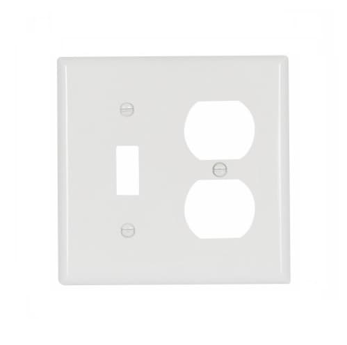 Eaton Wiring 2-Gang Toggle & Duplex Wall Plate, Standard, White
