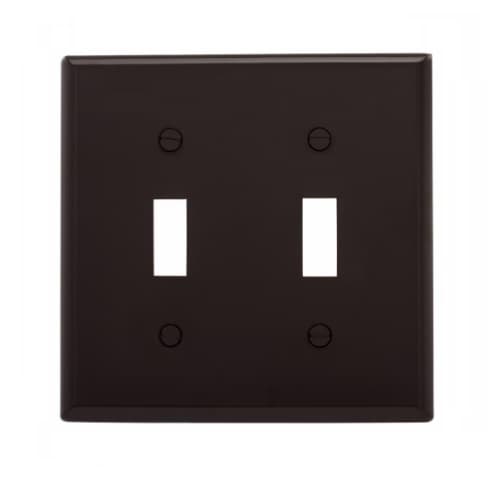 2-Gang Double Toggle Switch Wall Plate, Standard, Brown