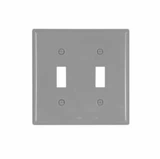 2-Gang Double Toggle Switch Wall Plate, Standard, Gray