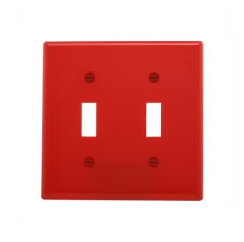 2-Gang Double Toggle Switch Wall Plate, Standard, Red