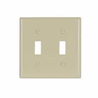 2-Gang Double Toggle Switch Wall Plate, Standard, Ivory